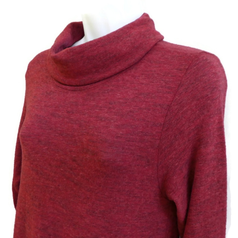 Sunday in Brooklyn Anthro Cozy Dress Soft Knit Cowl Neck Ruffle Hem Burgundy S - Picture 6 of 8